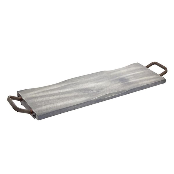 HomeRoots Gray Rectangle Wood 27 in. Decorative Serving Tray