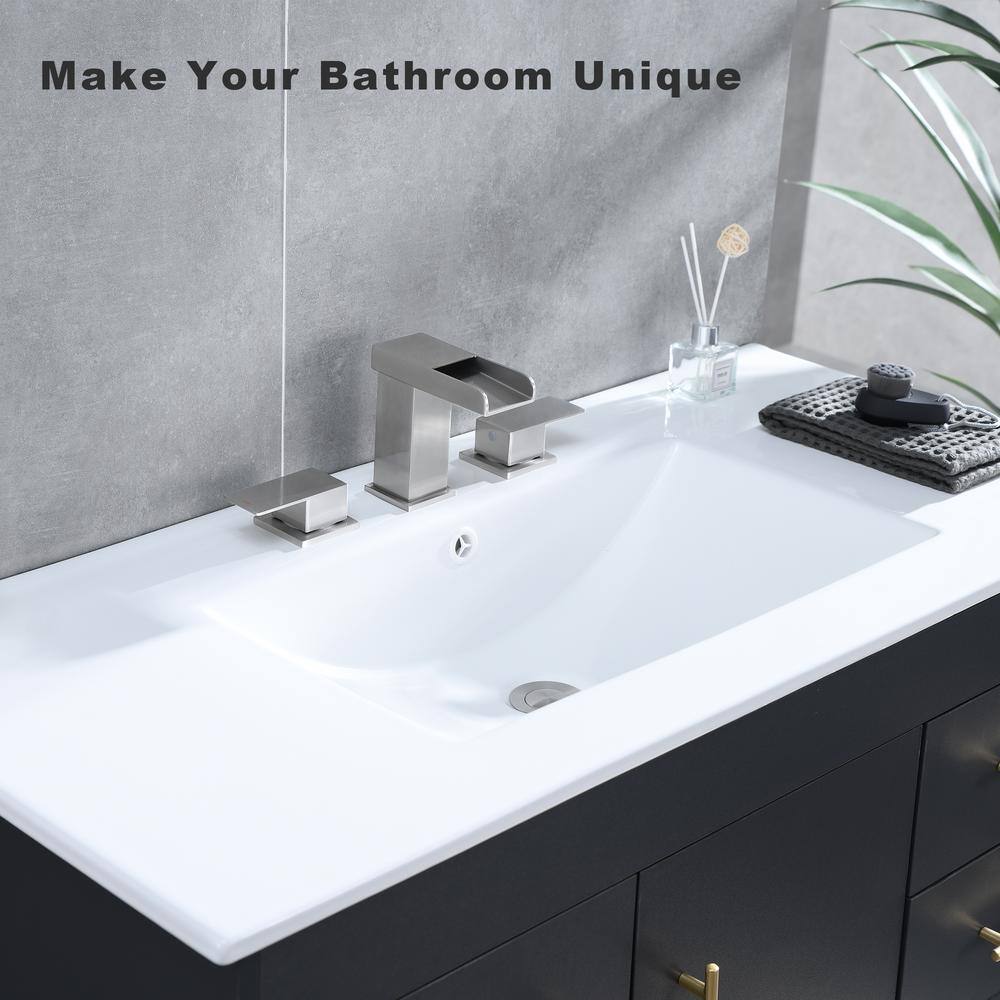 Brushed Nickel 8-Inch Widespread Double Handle Bathroom Faucet