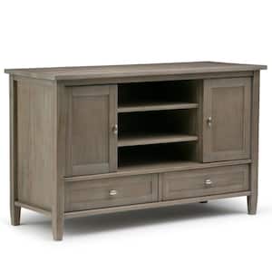 Warm Shaker Solid Wood 47 in. Wide 2 - Drawer Transitional TV Media Stand in Distressed Grey for TVs up to 50 in.