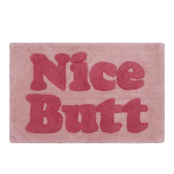 Nice Butt 20 in. x 32 in. Pink Novelty Cotton Rectangular Bathmat