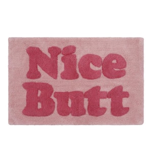 Nice Butt 20 in. x 32 in. Pink Novelty Cotton Rectangular Bath Mat