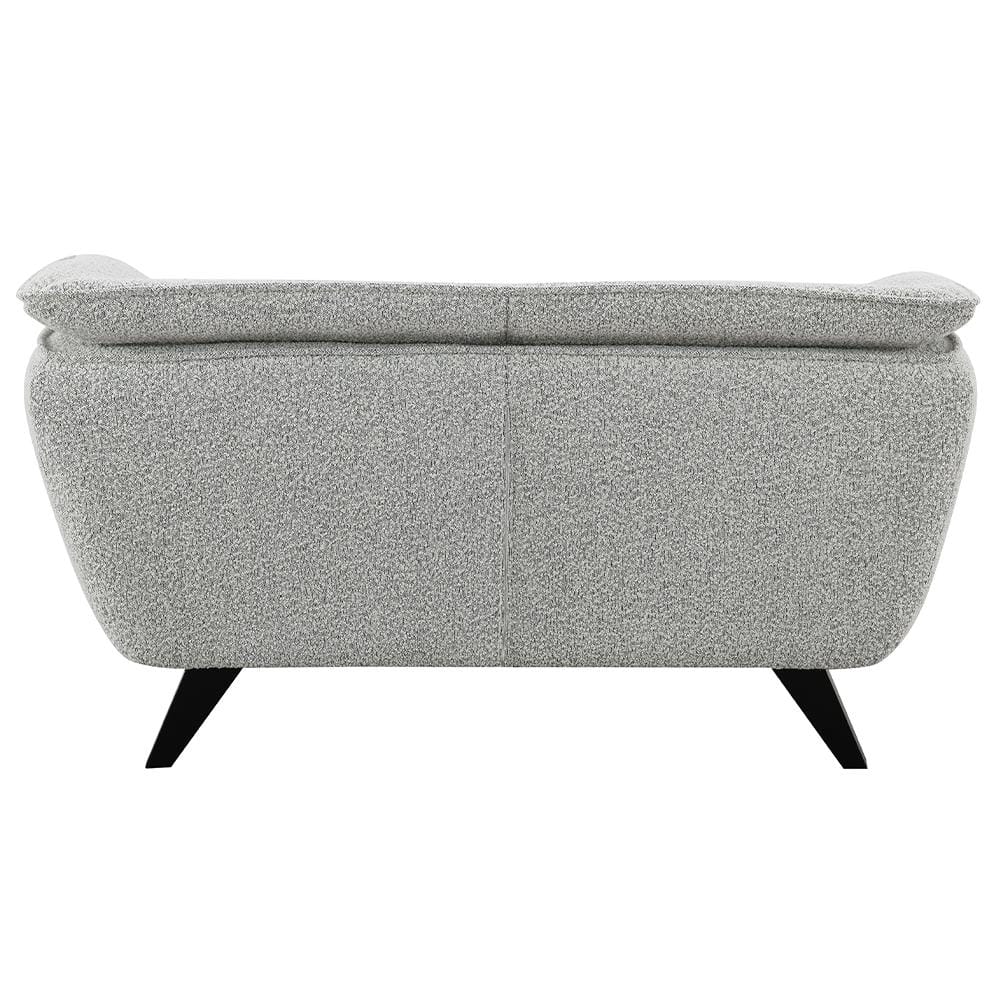 Light Gray Boucle Fabric and Wood Loveseat with Flared Arms