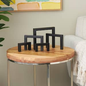 7 in. Black Metal Abstract Square Arched Geometric Sculpture