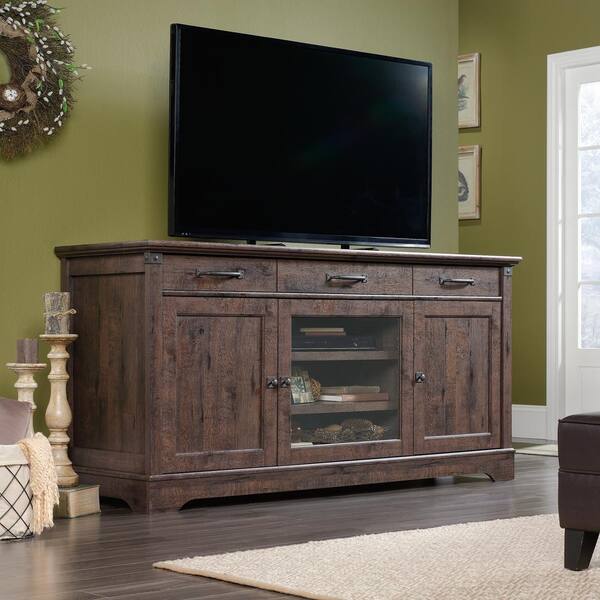 SAUDER Carson Forge Coffee Oak 70 in. TV Entertainment Center