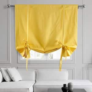 Mustard Yellow Solid Cotton Rod Pocket Room Darkening Tie-Up Window Shade - 46 in. W x 63 in. L (1 Panel)
