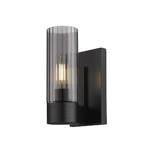 Empire 3.13 in. 1-Light Matte Black Wall Sconce with Glass Shade