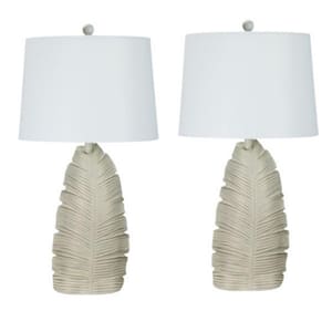 Pair of 28.5 in. White Indoor Table Lamps with Decorator Shade