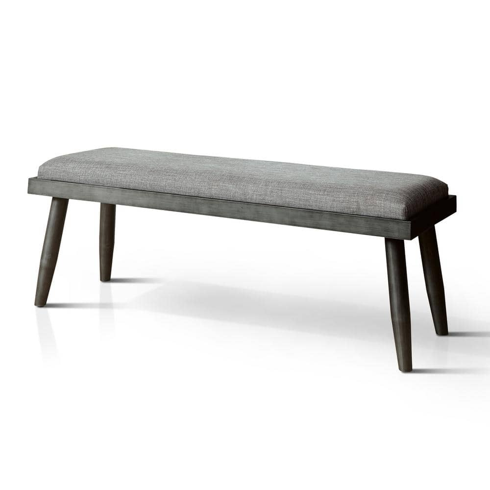 Furniture of America Niccola Gray and Black Upholstered Bench (18 in. H ...