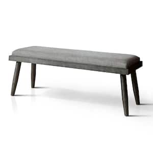 Niccola Gray and Black Upholstered Bench (18 in. H x 49 in. W x 15.5 in. D)