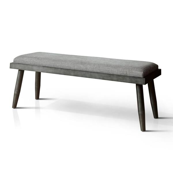Furniture of America Niccola Gray and Black Upholstered Bench (18 in. H x 49 in. W x 15.5 in. D)