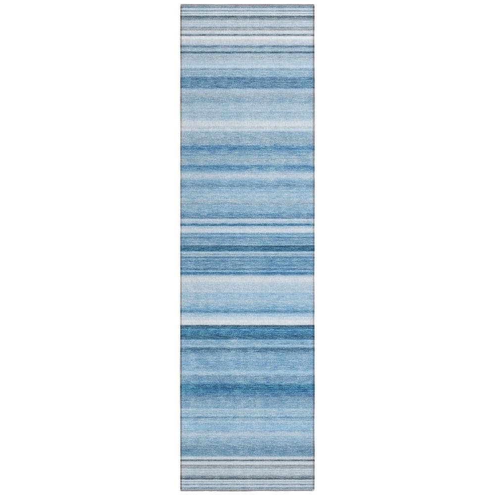 Blue 2 ft. x 8 ft. Woven Striped Polyester Runner Indoor/Outdoor Area Rug price history on PriceWatchPro
