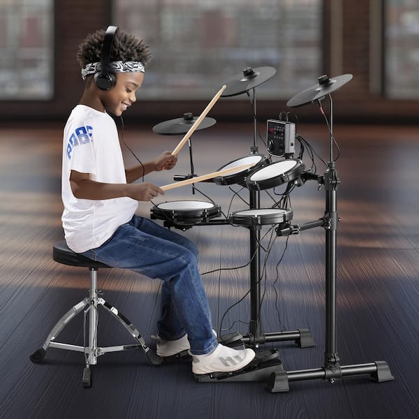 Electric Drum Set,15 Kits and 150 Sounds,USB MIDI, 8 in. Mesh Snare, 10 in. Cymbals, Headphones and Sticks for Beginners