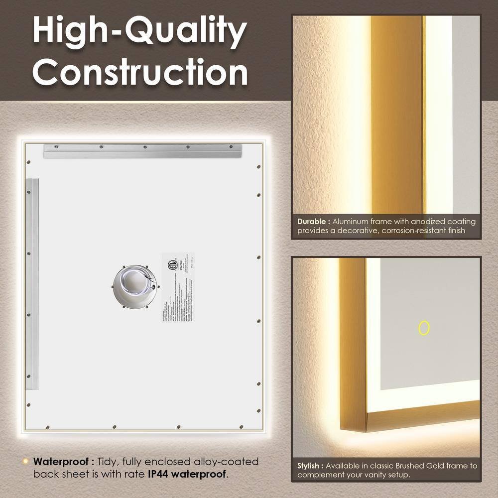 Apollo 36" Gold Rectangular LED Vanity Mirror