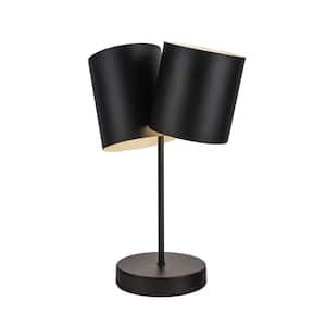 Keiko 14 in., 2-Light 60-Watt Black Modern Table Lamp