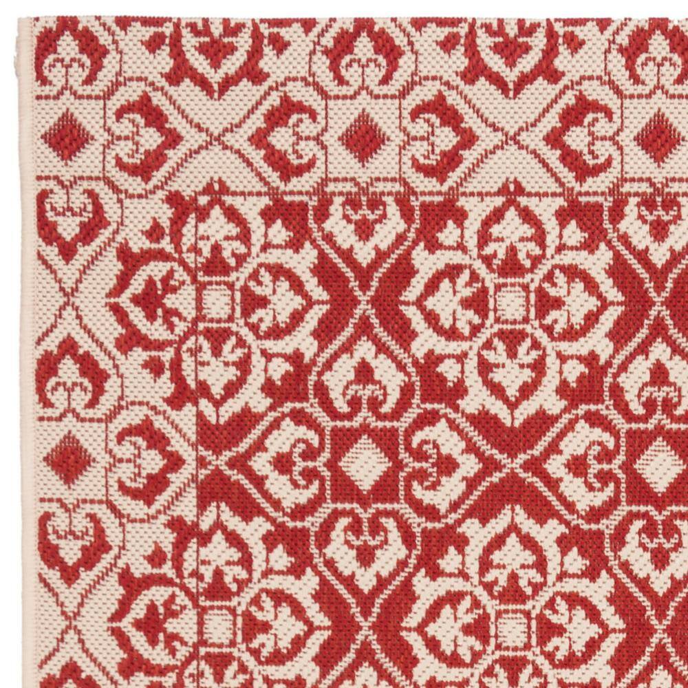 Red and Creme Reversible Synthetic Area Rug, 4'0" x 5'7"