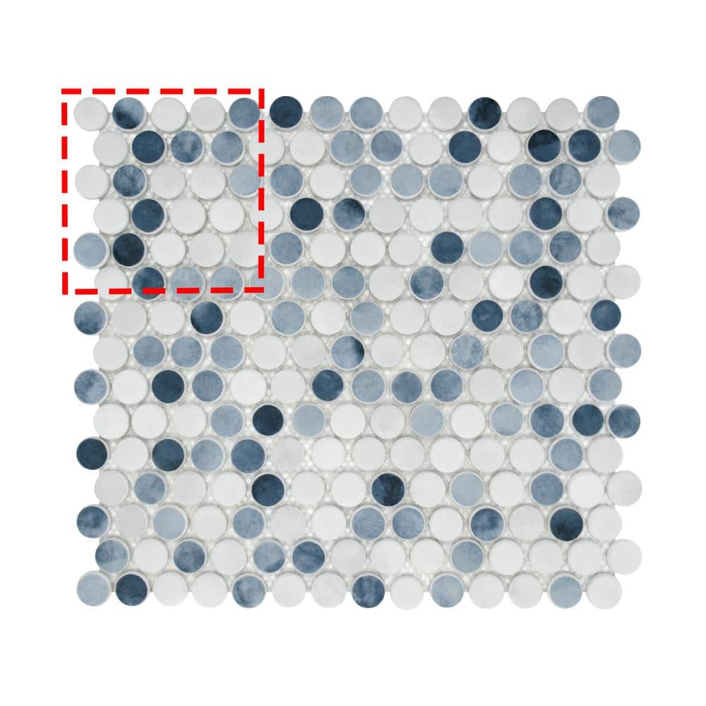 Penny Round Mixed Blue 6 in. x 6 in. Recycled Glass Cement Looks Floor and Wall Mosaic Tile (0.25 sq. ft. /Case) price history on PriceWatchPro
