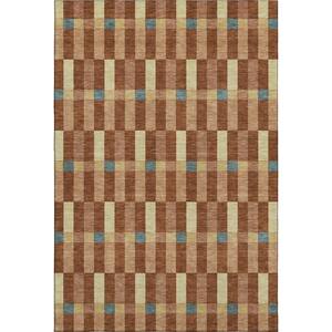 Mayfield Premium Machine Washable Abstract AMF2548 Paprika 5 ft. x 7 ft. 6 in. Area Rug