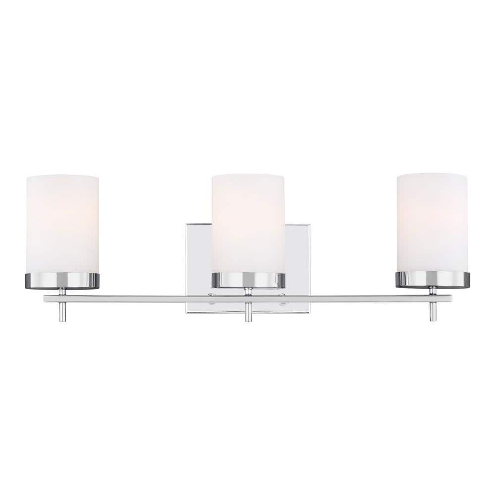 Zire Chrome 3-Light LED Vanity Fixture with Etched Glass