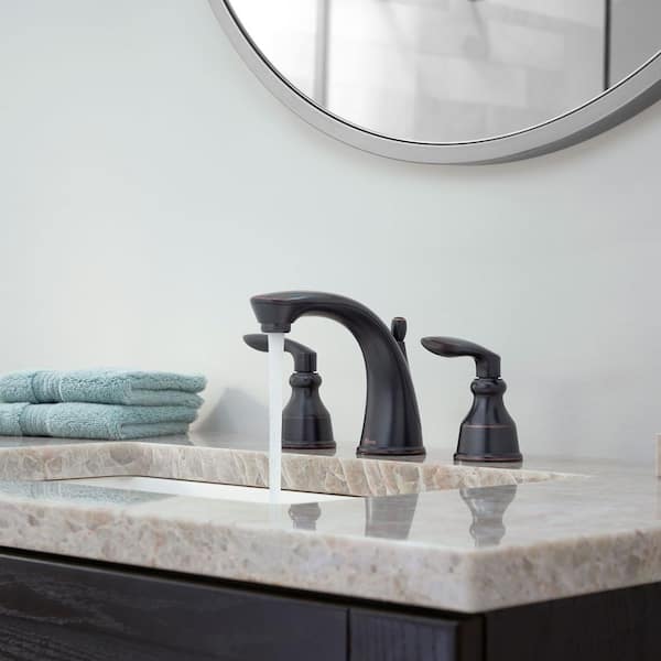 Avalon 8 in. Widespread 2-Handle Bathroom Faucet in Tuscan Bronze Drain Kit Included