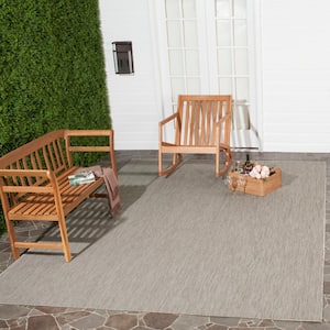 Courtyard Beige 7 ft. x 7 ft. Square Coastal Solid Indoor/Outdoor Patio Area Rug
