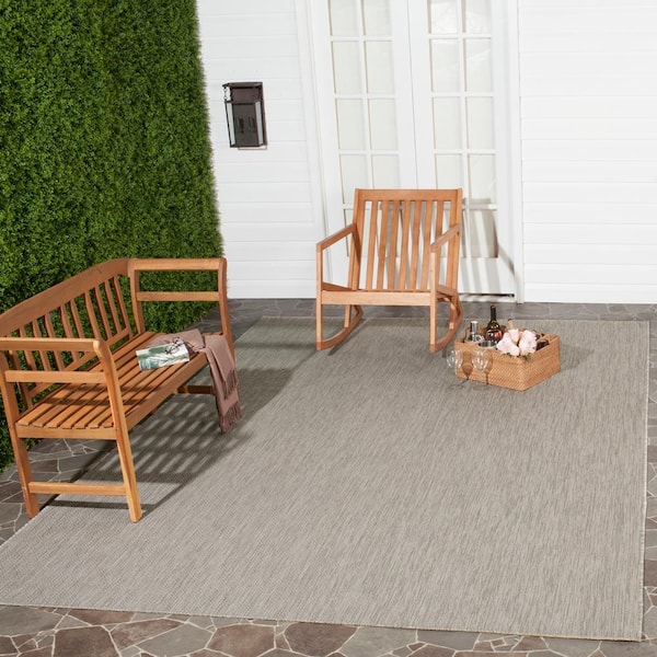 Courtyard Beige 8 ft. x 10 ft. Ikat Solid Color Indoor/Outdoor Area Rug