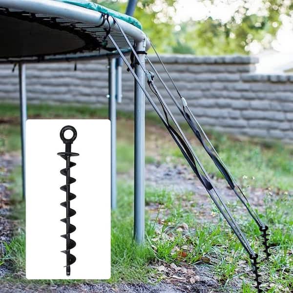 Wellco 15 in. Heavy Duty Spiral Trampoline Anchor Stake Kit Ground