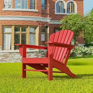 Mason Red Poly Plastic Outdoor Patio Classic Adirondack Chair, Fire Pit Chair