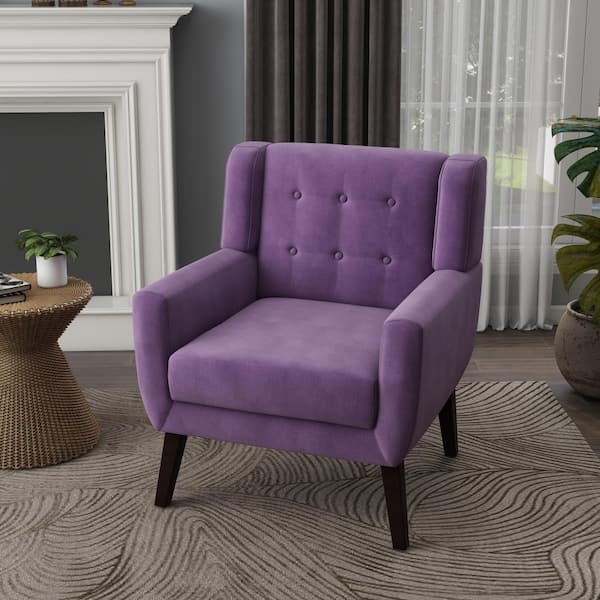 Uixe Purple Velvet Upholstery Arm Chair (Set of 1)