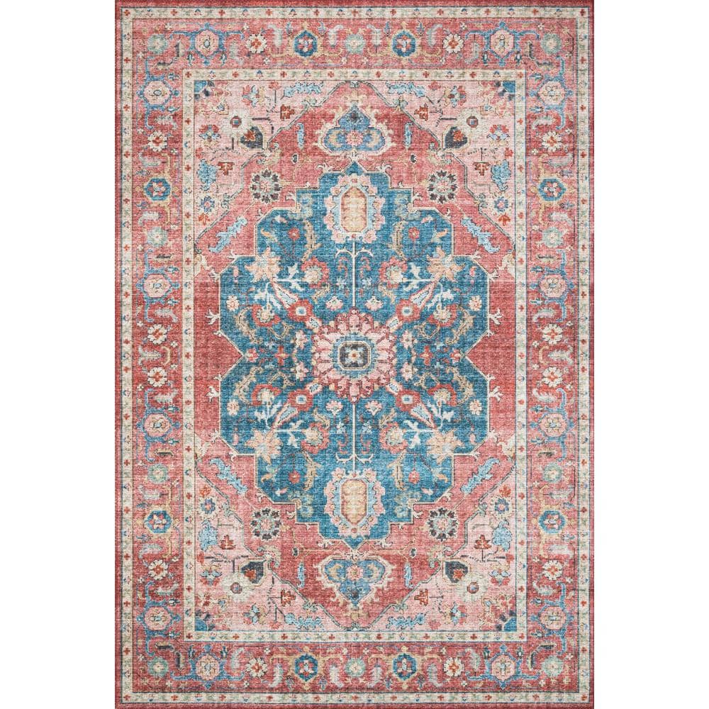 "Skye Brick/Ocean 2'-6"" X 12' Runner Printed Distressed Oriental Area Rug" price history on PriceWatchPro