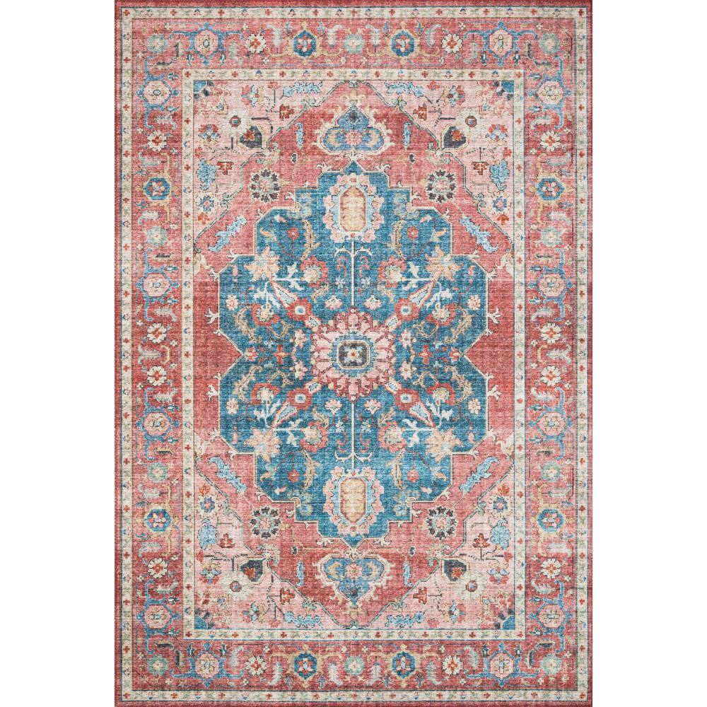LOLOI II Skye Brick/Ocean 2 ft. 6 in. x 7 ft. 6 in. Printed Boho
