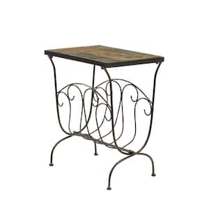 Wales 22 in. Black Stone Slate Top Magazine Table