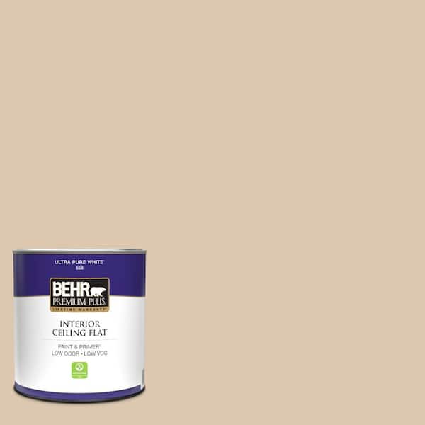 BEHR PREMIUM PLUS 1 qt. #N270-2 Lentil Ceiling Flat Interior Paint