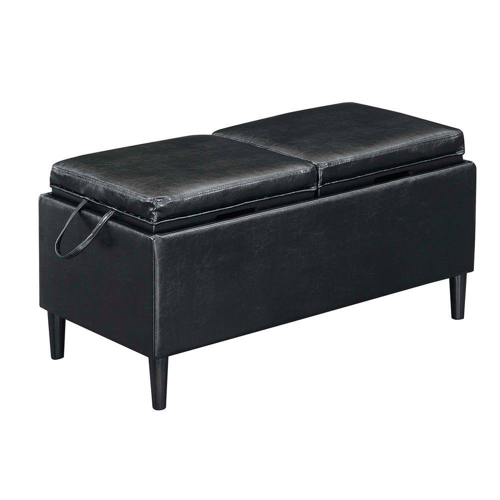 Leather & Metal Ottoman Black Brown - Hearth & Hand with Magnolia