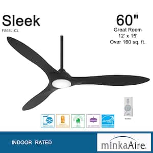 Sleek 60 in. Integrated LED Indoor Coal Smart Ceiling Fan with Remote Control