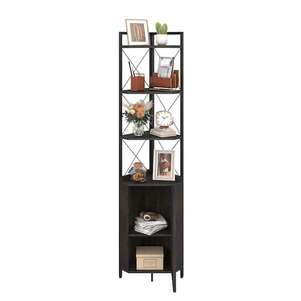 mieres Industrial Style Rustic Gray 4-Tier Wooden Corner Shelf, Free  Standing Corner Storage Cabinet for Living Room LLPW116242794 - The Home  Depot