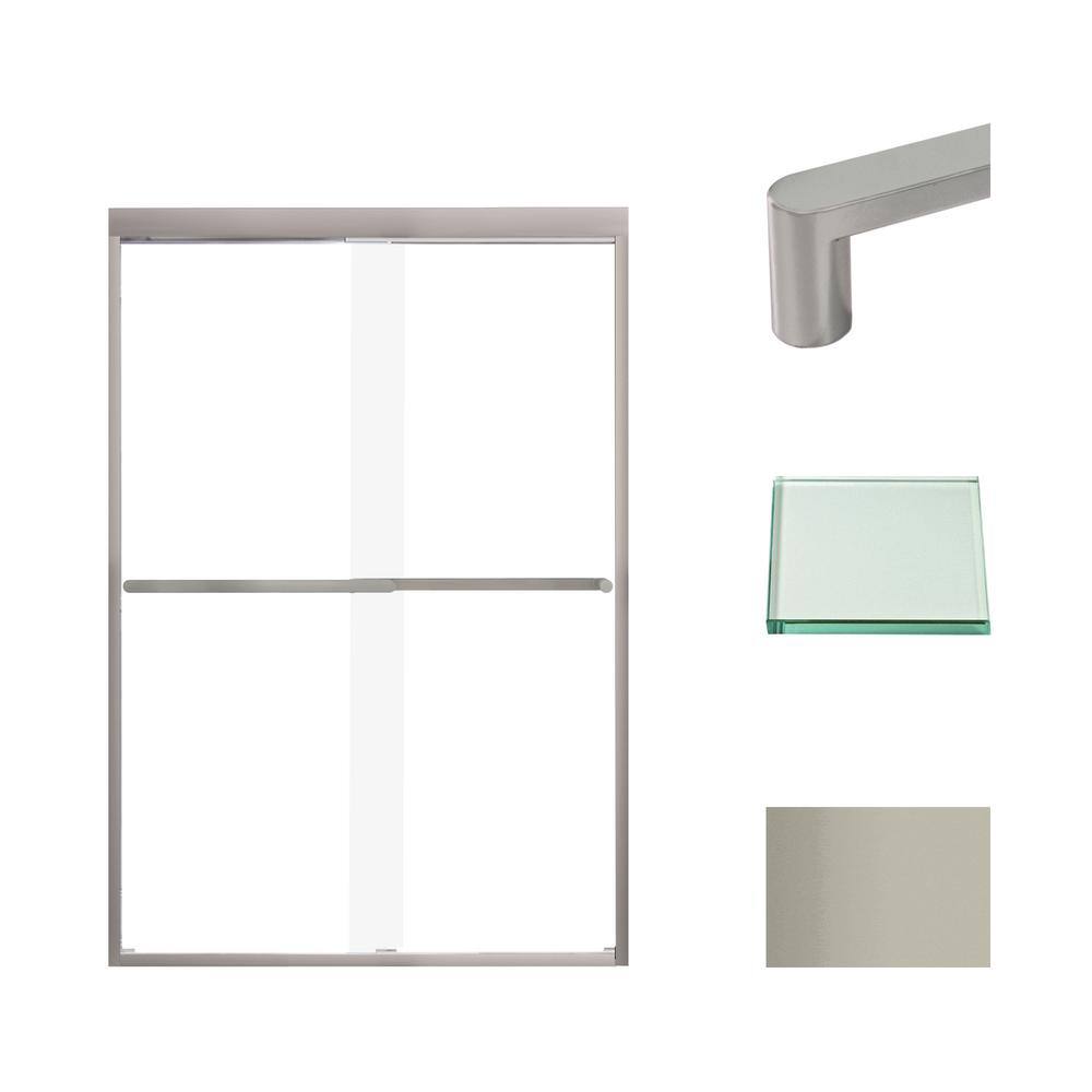 Frederick 47 in. W x 70 in. H Sliding Semi-Frameless Shower Door in Brushed Stainless with Clear Glass price history on PriceWatchPro