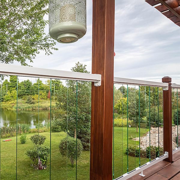 36 in. H x 6 in. W Aluminum Deck Railing Clear Glass Panel Kit for 36 in. high system