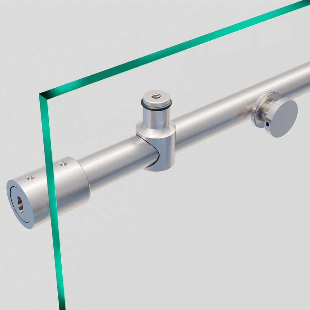 Eclipse Brushed Nickel Frameless Sliding Shower Door with Clear Glass