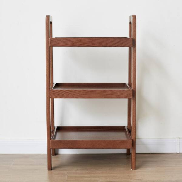 Tileon 17.72 in. W x 31.5 in. H x 12.6 in. D Oak 3-Tier Trapezoid