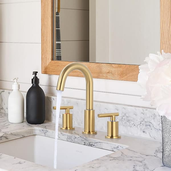8 in. Widespread Double Handle Bathroom Faucet in Brushed Gold