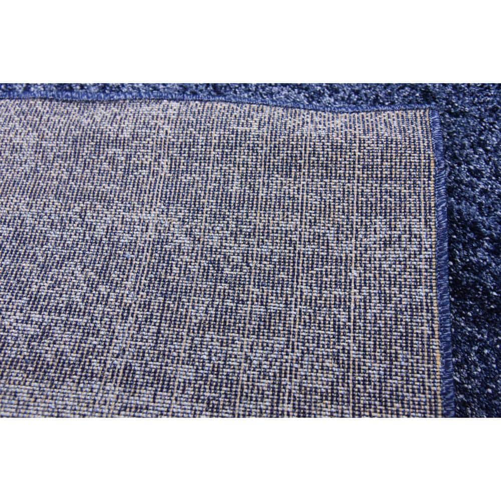 Navy Blue Tufted Stain-Resistant Rectangular Rug