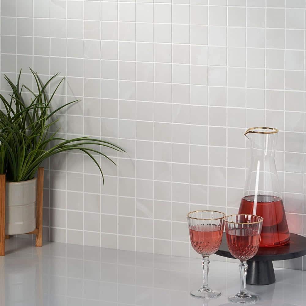 Aztec Onyx Bianco Matte Porcelain Mosaic Tile 12-in x 12-in
