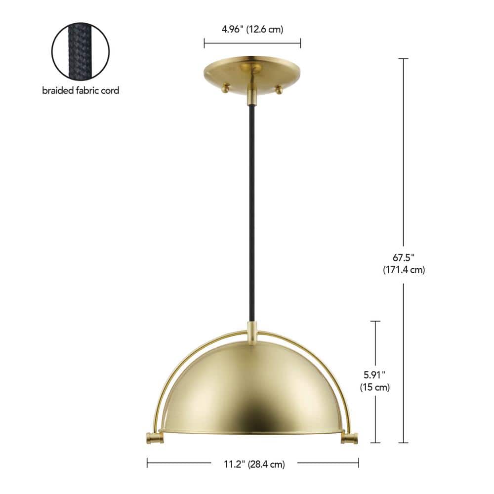 Dolores Matte Brass Glass Bowl Pendant Light with LED Bulb