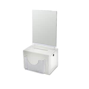 Large Acrylic Lottery Box with Lock and Key, White