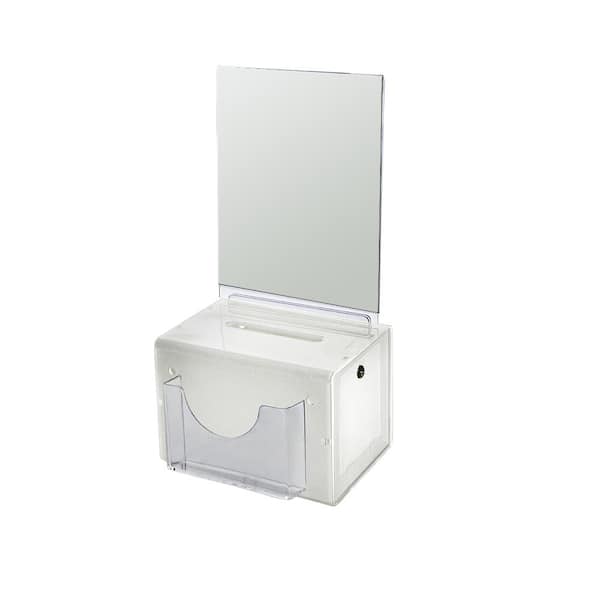 Azar Displays Large Acrylic Lottery Box with Lock and Key, White