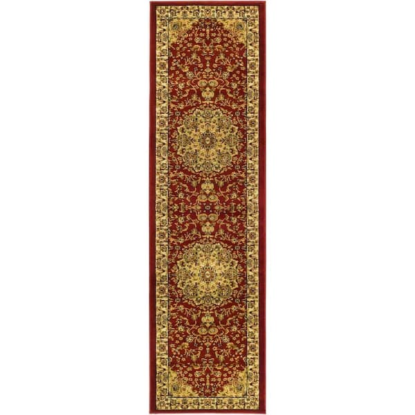 SAFAVIEH Lyndhurst Red/Ivory 2 ft. x 12 ft. Antique Medallion Border Runner Rug