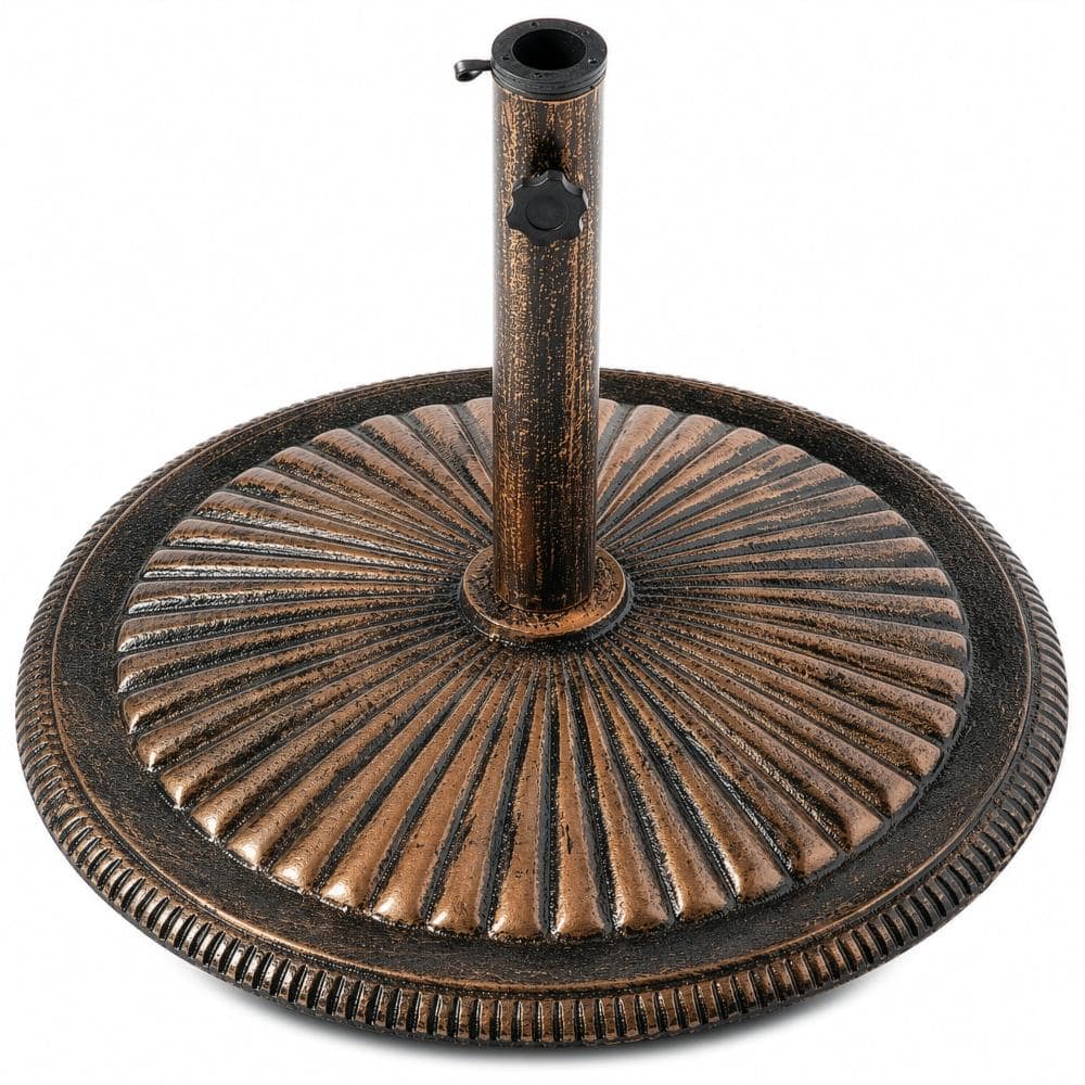 cast iron patio umbrella stand Sunnydaze Decor Rose Blossom 16" Base whether centrally placed over a dining set Gardenised 19 lbs. Square Cast