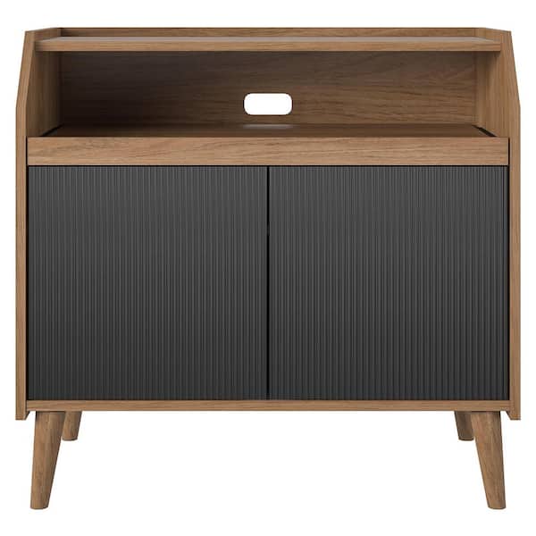 Novogratz Magnolia Record Stand, Walnut/Black