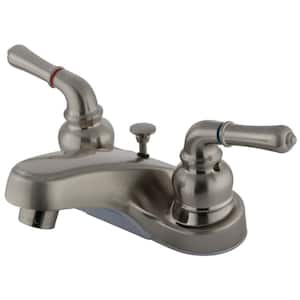 Magellan 4 in. Centerset 2-Handle Bathroom Faucet with Brass Pop-Up in Brushed Nickel