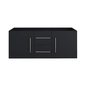 Napa 60 in. W x 20 in. D x 21 in. H in. Double Sink Bath Vanity Cabinet without Top in Matte Black, Wall Mounted